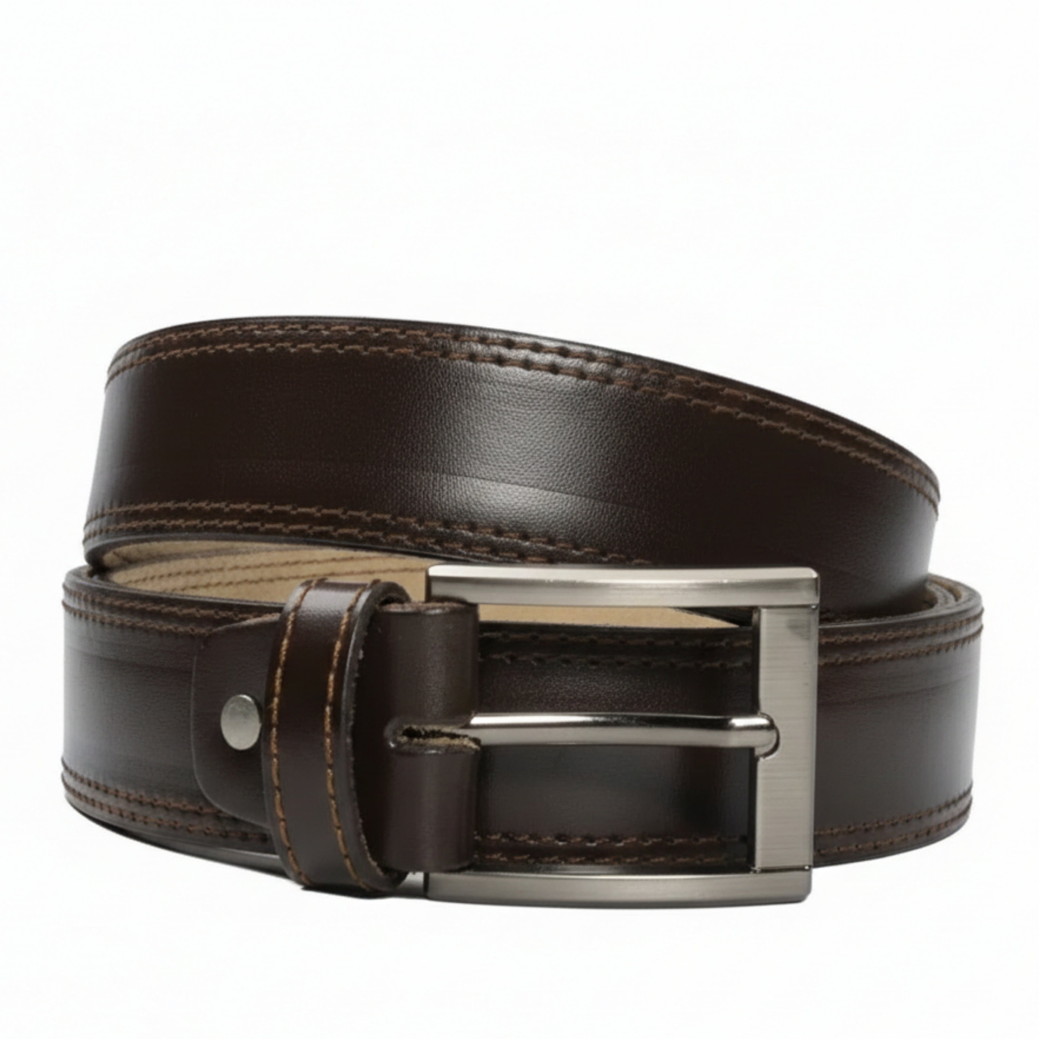Velkado Mens Double Stitch Laminated Leather Belt