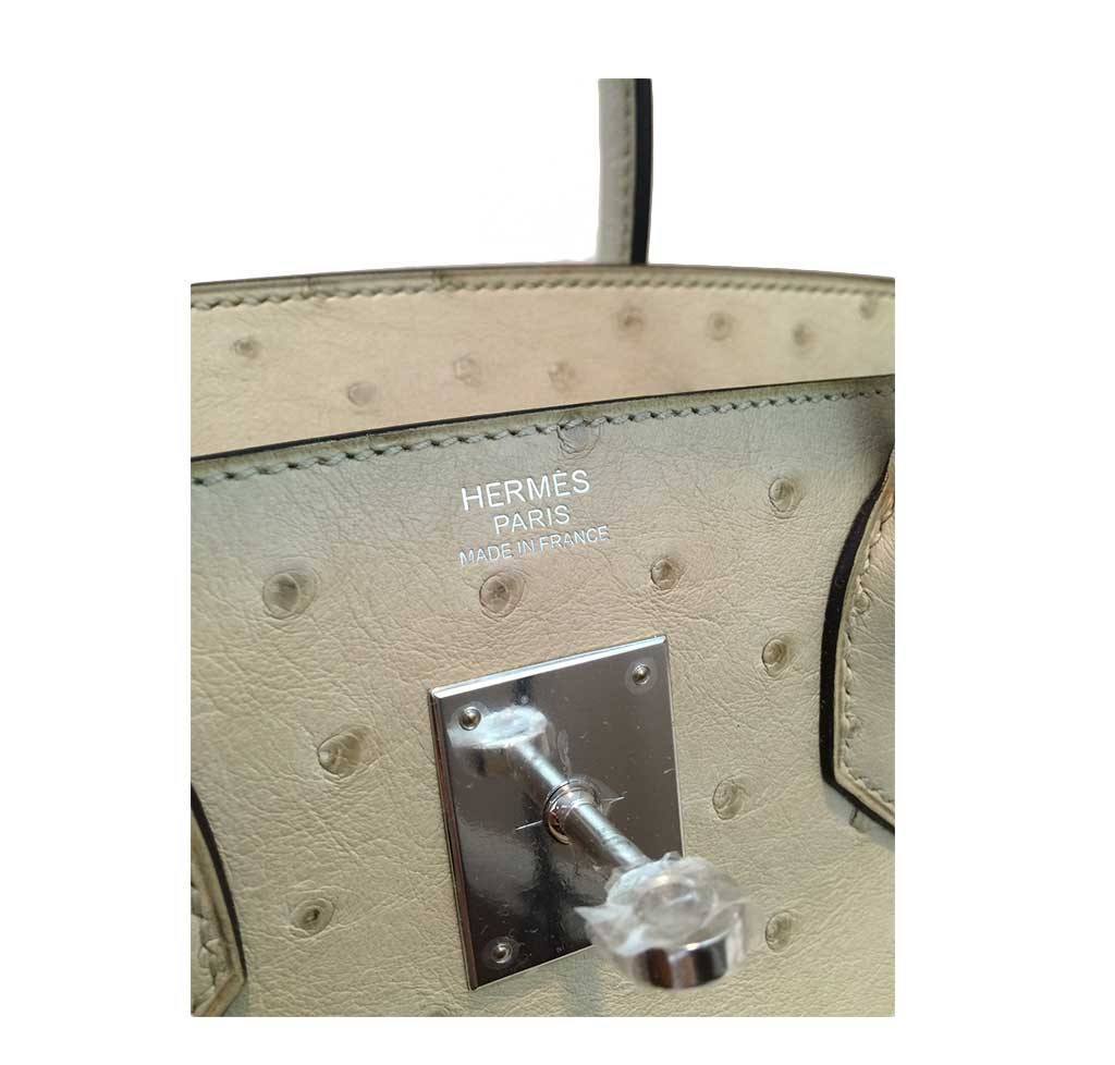 Hermes Birkin 30 Parchemin Ostrich Palladium Hardware