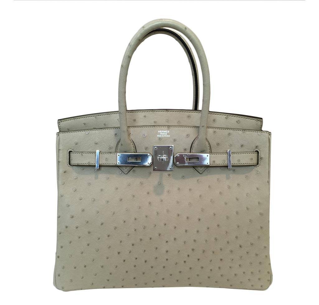 Hermes Birkin 30 Parchemin Ostrich Palladium Hardware