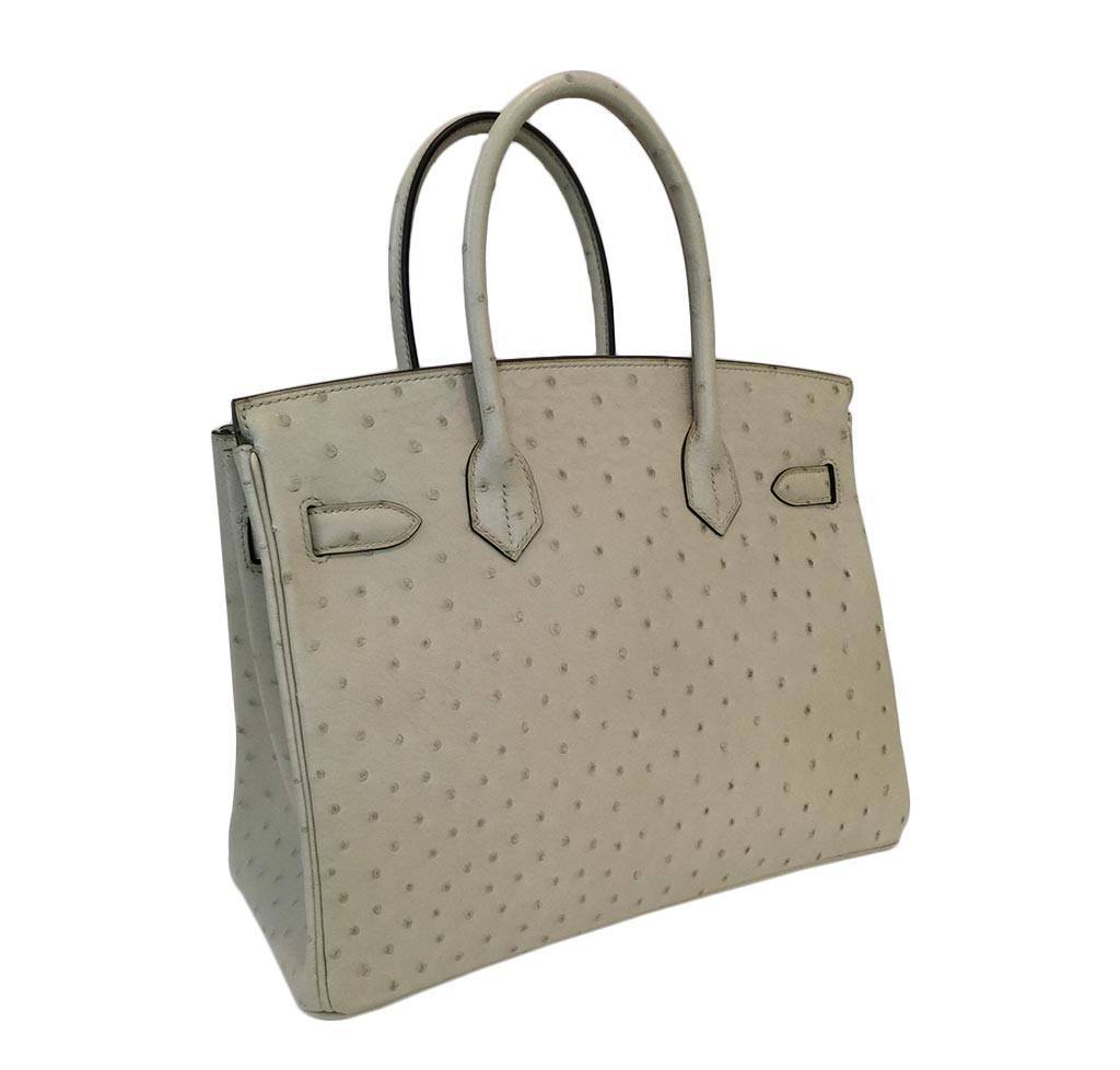 Hermes Birkin 30 Parchemin Ostrich Palladium Hardware