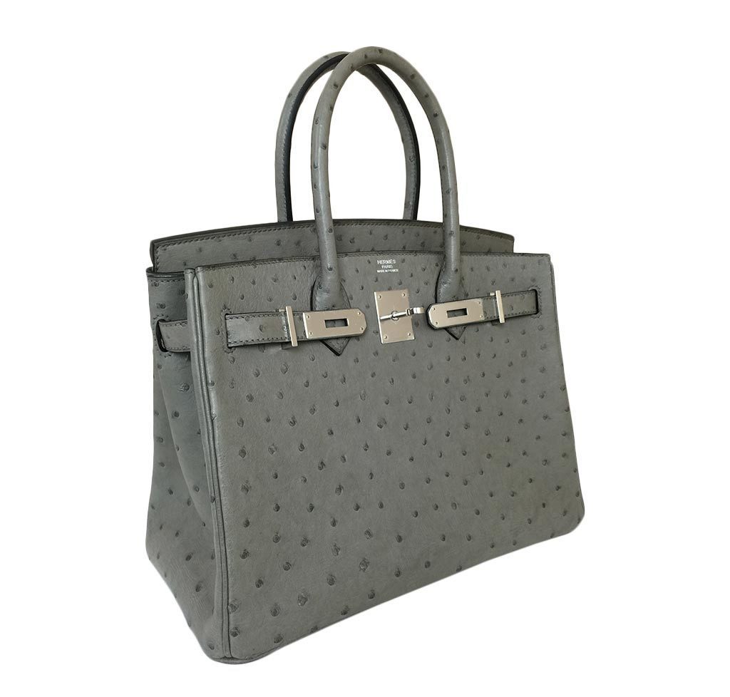 Hermes Birkin 30 Gris Tourterelle Ostrich Palladium Hardware