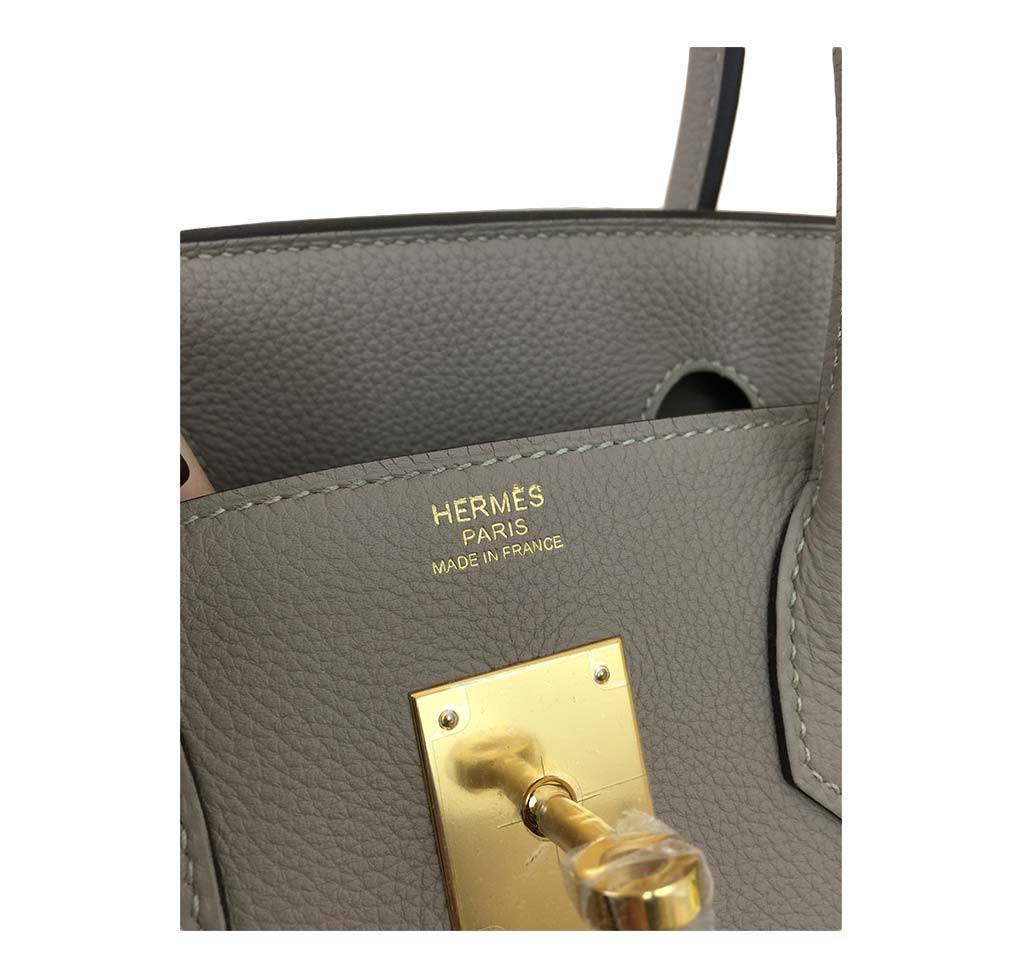 Hermes Birkin 30 Gris Tourterelle Clemence Leather Gold Hardware
