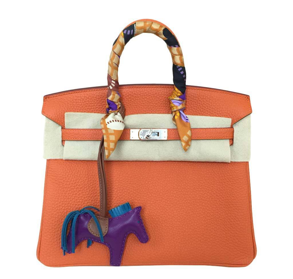 Hermes Birkin 25 Feu Clemence Leather Palladium Hardware