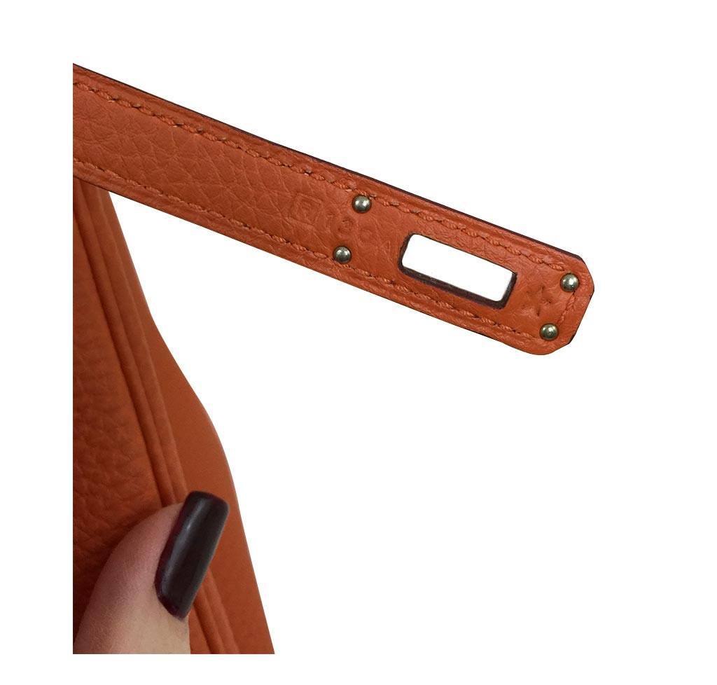 Hermes Birkin 25 Feu Clemence Leather Palladium Hardware