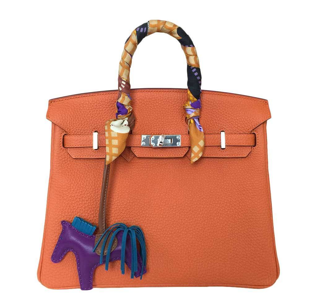 Hermes Birkin 25 Feu Clemence Leather Palladium Hardware