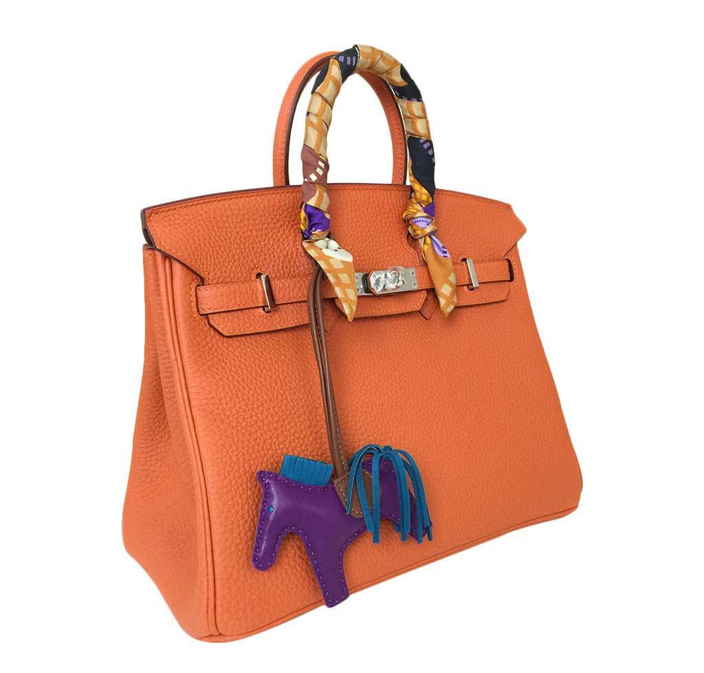 Hermes Birkin 25 Feu Clemence Leather Palladium Hardware
