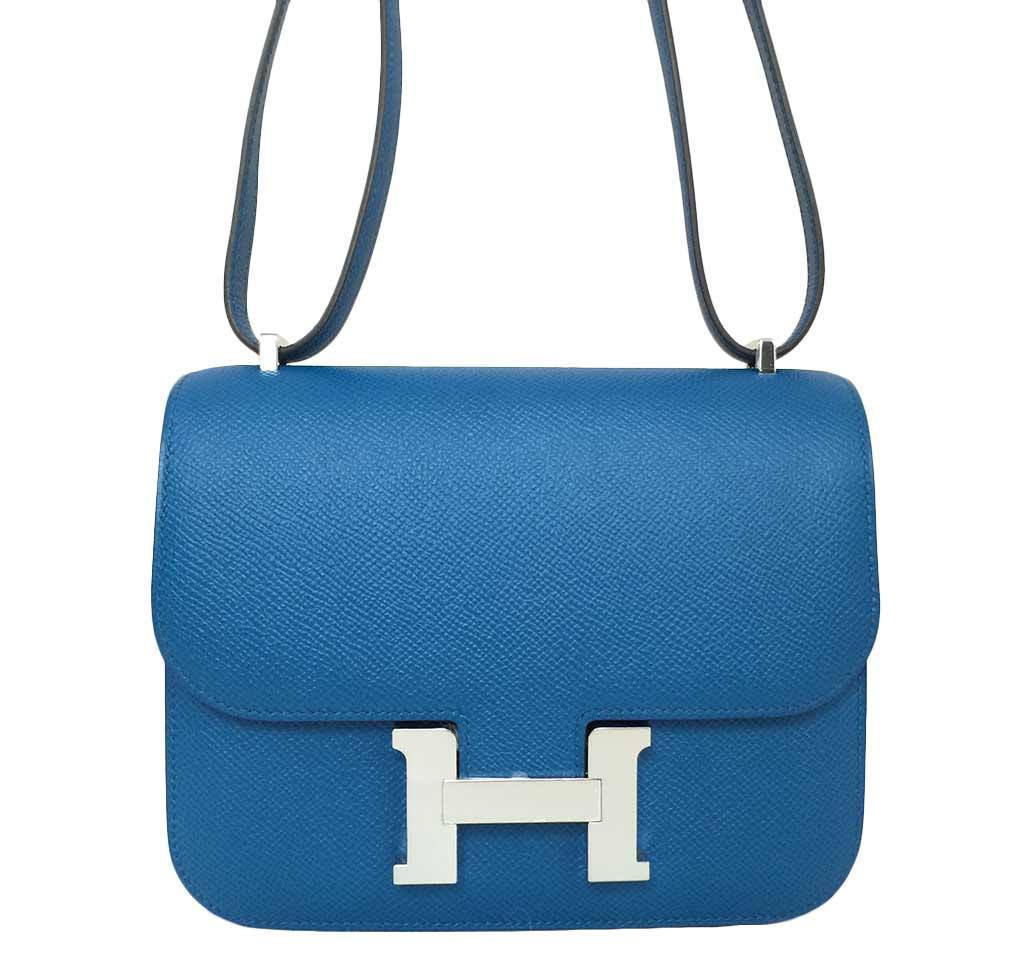 Hermes Constance 18 Blue Izmir Epsom Leather Palladium Hardware