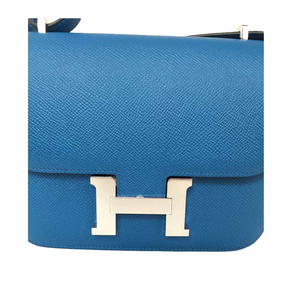 Hermes Constance 18 Blue Izmir Epsom Leather Palladium Hardware