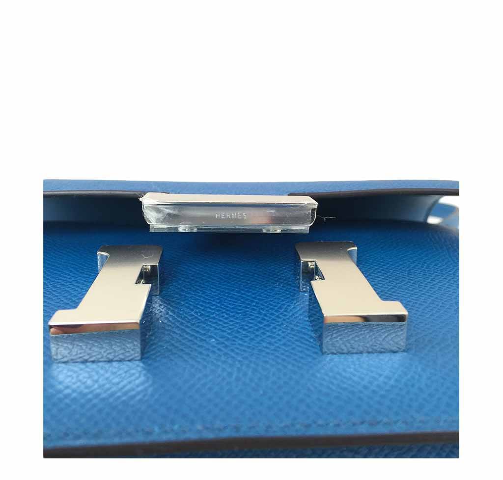 Hermes Constance 18 Blue Izmir Epsom Leather Palladium Hardware
