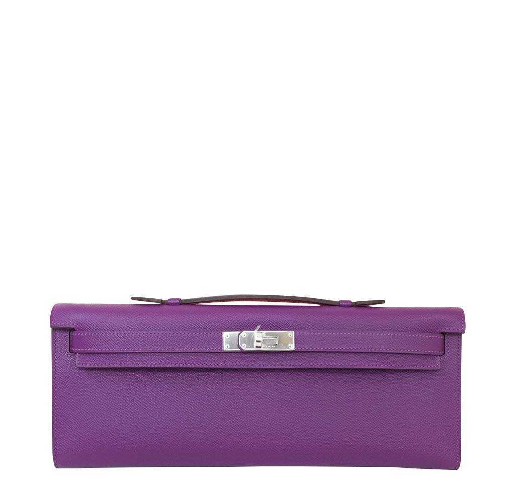 Hermes Kelly Cut Anemone Epsom Leather Palladium Hardware