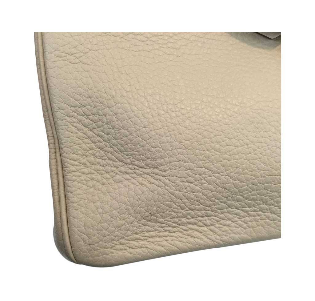 Hermes Birkin 35 Craie Clemence Leather Palladium Hardware