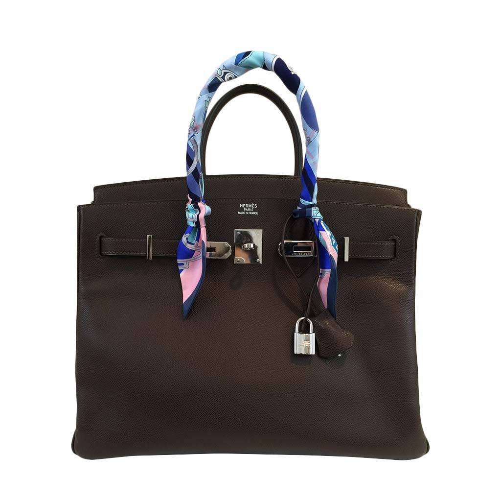Hermes Birkin 35 Cacao Epsom Leather Palladium Hardware