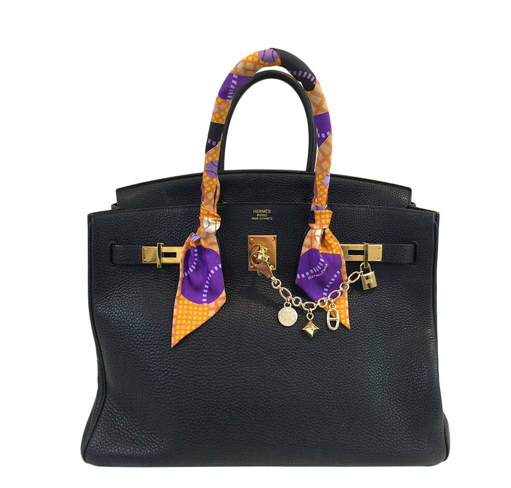 Hermes Birkin 35 Black Clemence Leather Gold Hardware