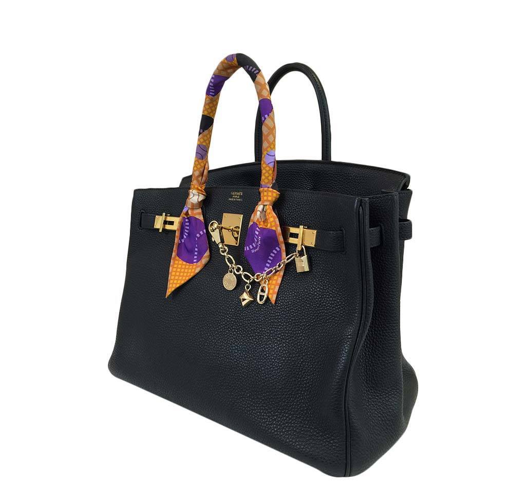 Hermes Birkin 35 Black Clemence Leather Gold Hardware