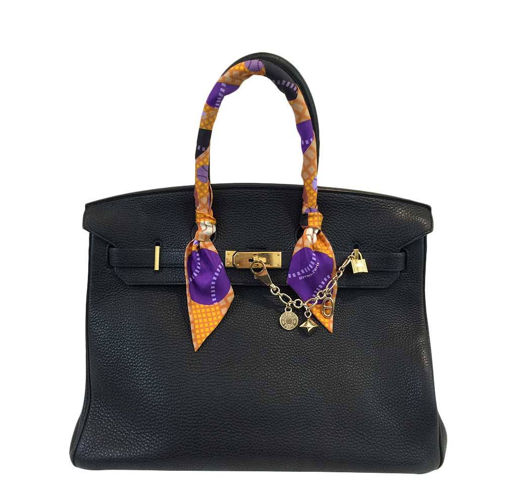 Hermes Birkin 35 Black Clemence Leather Gold Hardware