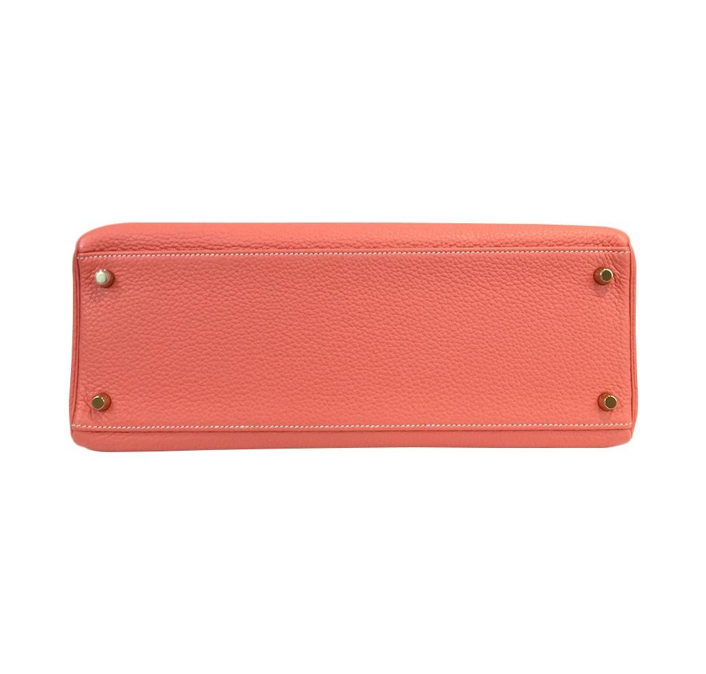 Hermes Kelly 35 Crevette Clemence Leather Gold Hardware
