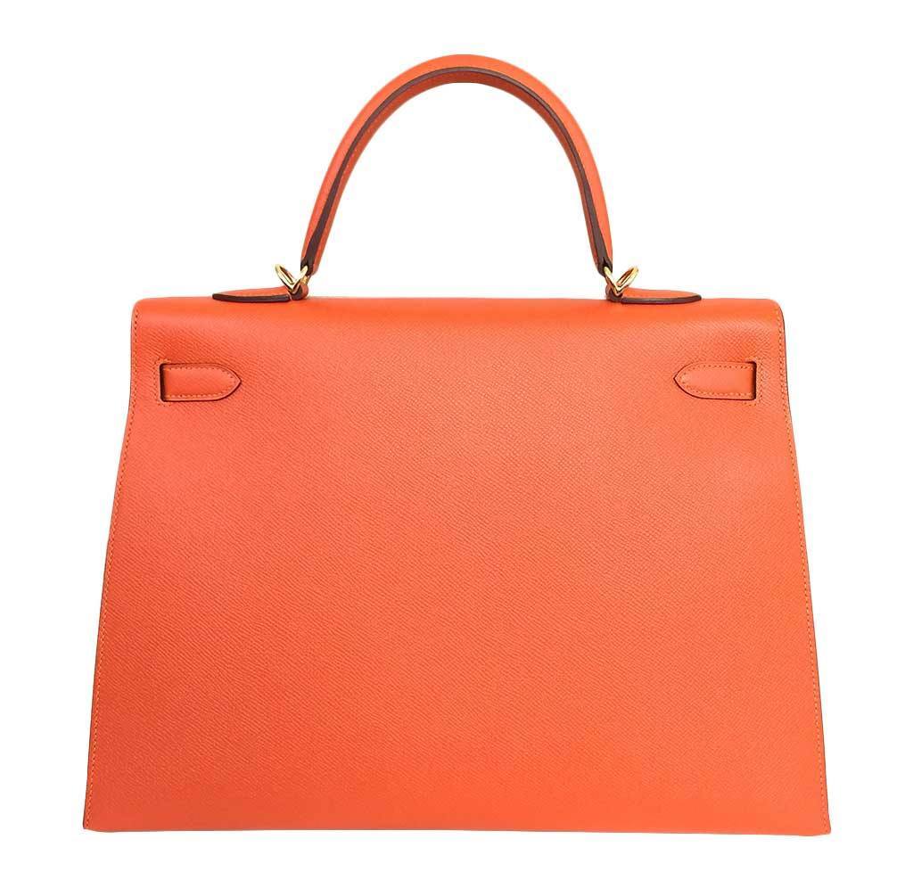 Hermes Kelly Sellier 35 Feu Epsom Leather Gold Hardware