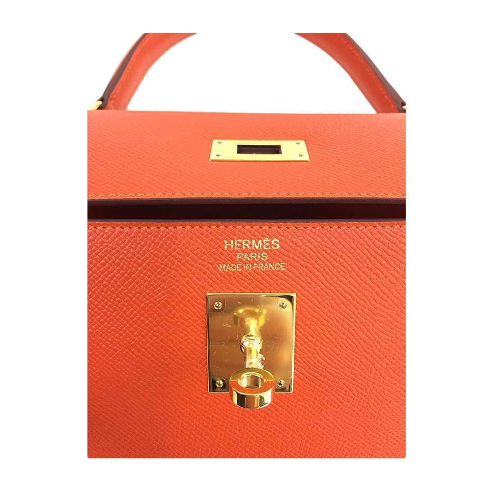 Hermes Kelly Sellier 35 Feu Epsom Leather Gold Hardware