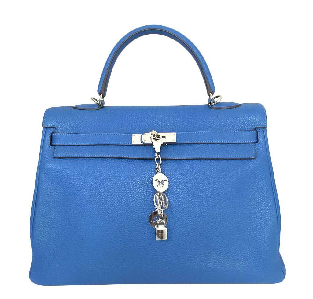 Hermes Kelly Retourne 35 Mykonos Togo Leather Palladium Hardware