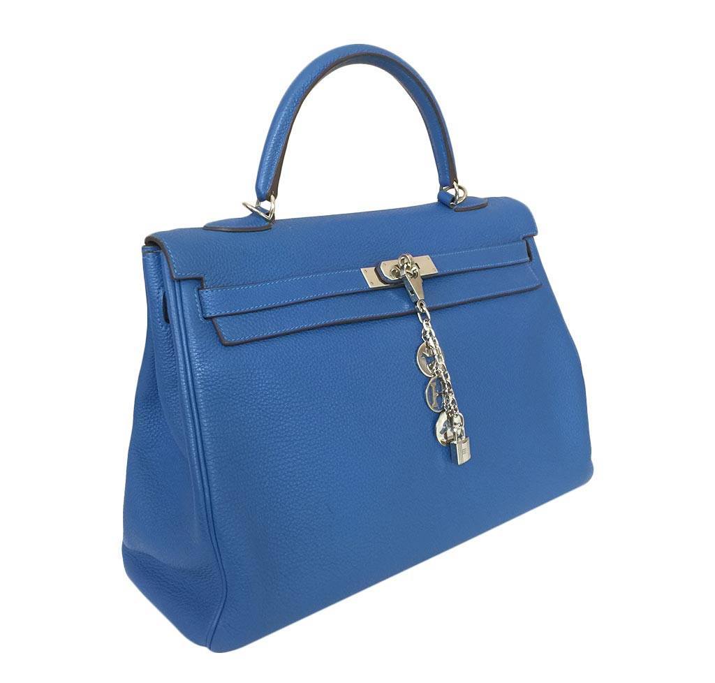 Hermes Kelly Retourne 35 Mykonos Togo Leather Palladium Hardware