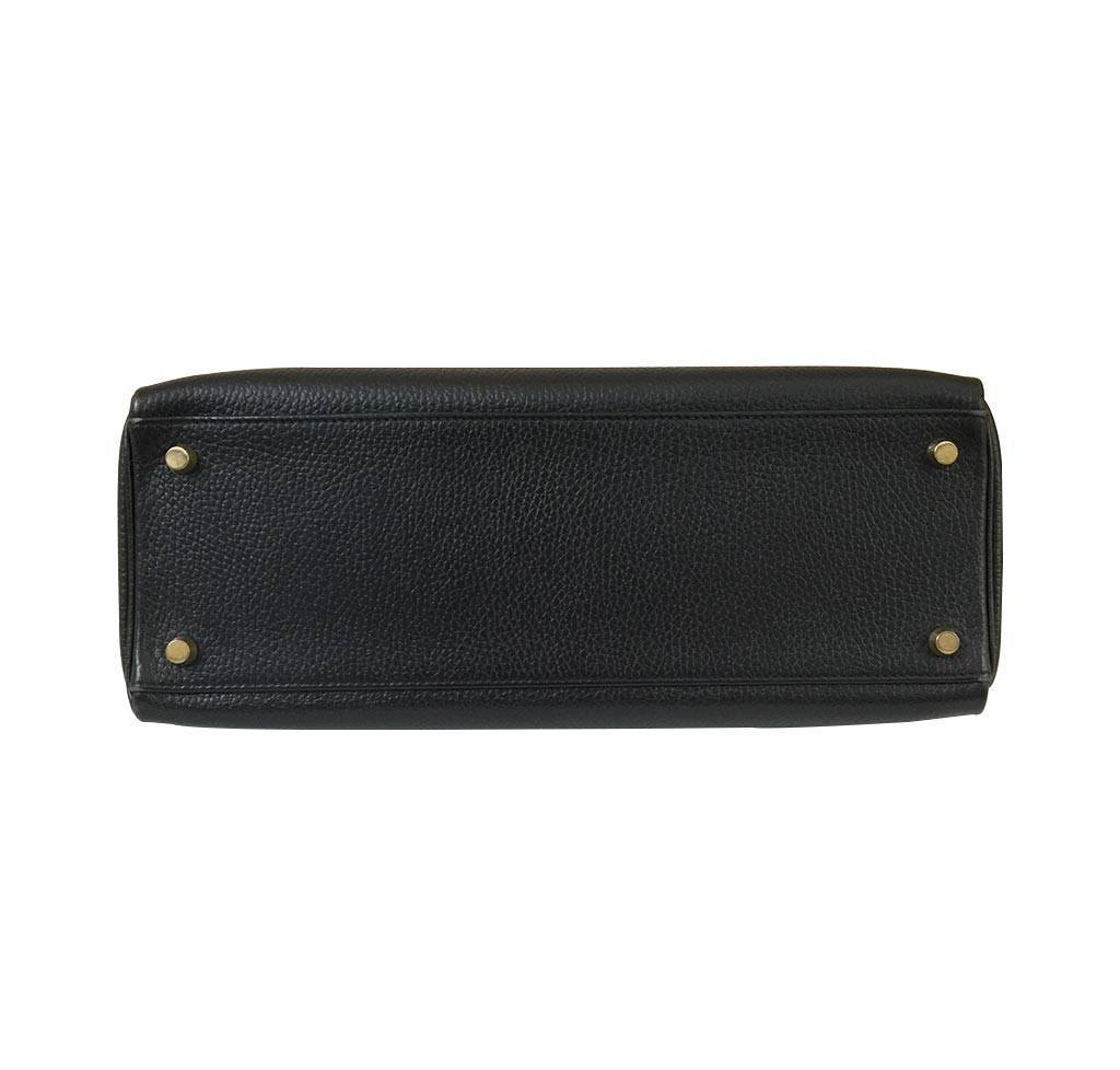 Hermes Kelly 32 Black Ardennes Leather Gold Hardware