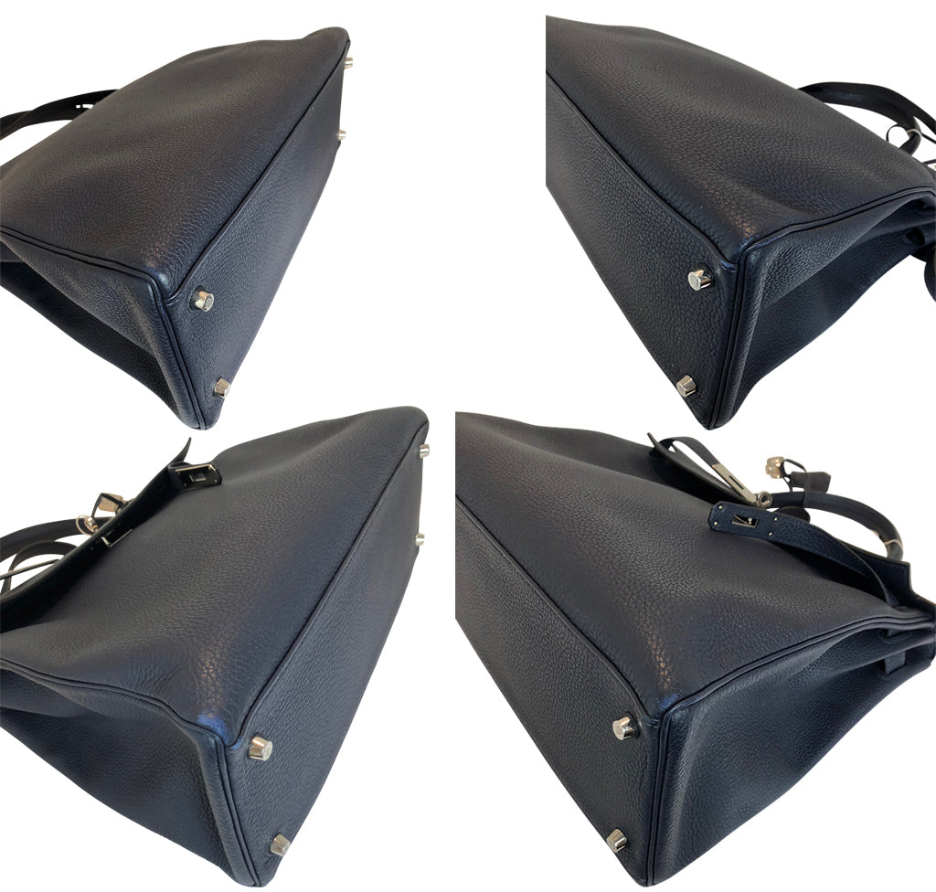 Hermes Kelly Retourne 35 Bleu Nuit Togo Leather Palladium Hardware