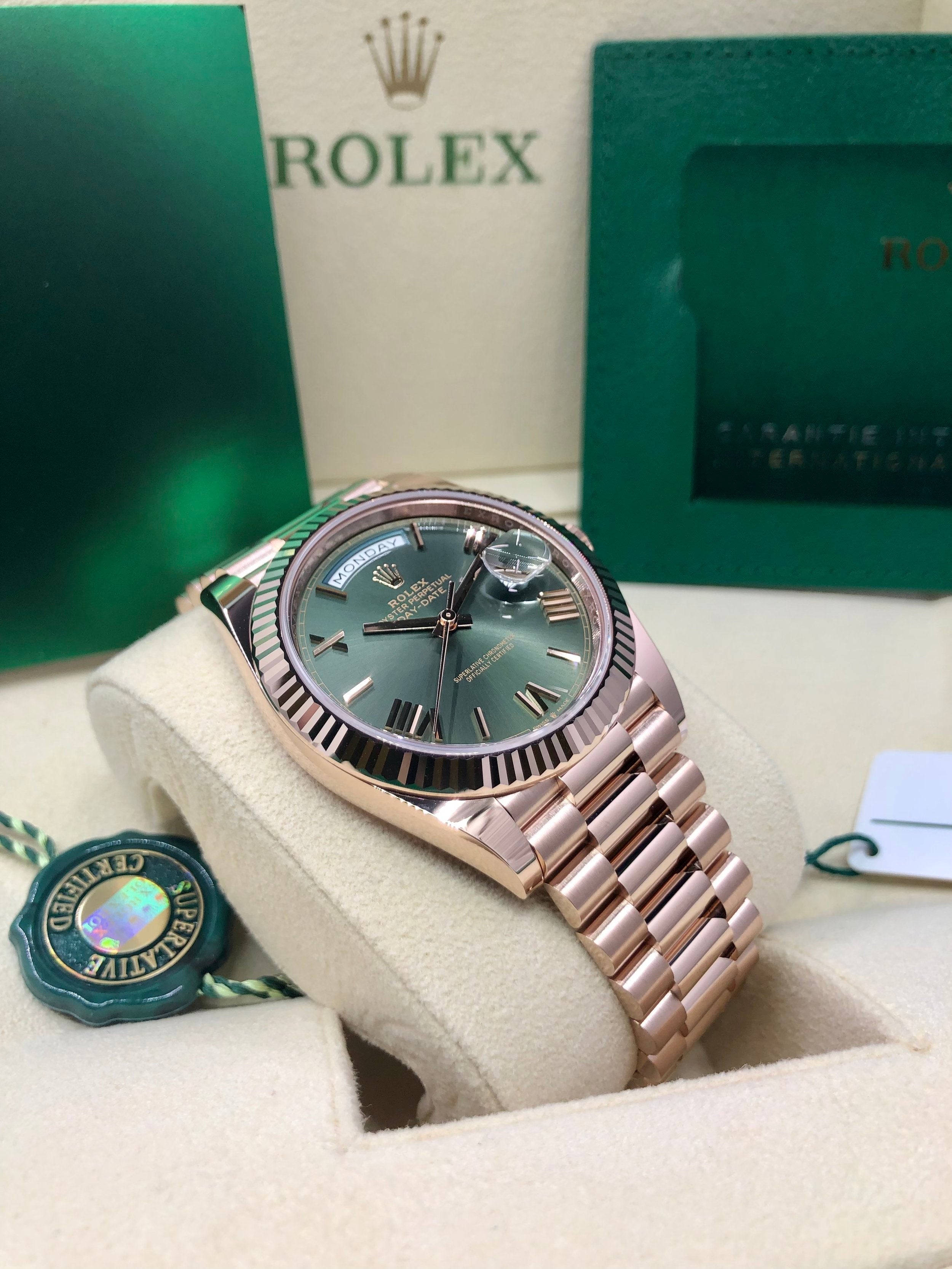 Rolex Day-Date 40 228235 Olive Dial Watch
