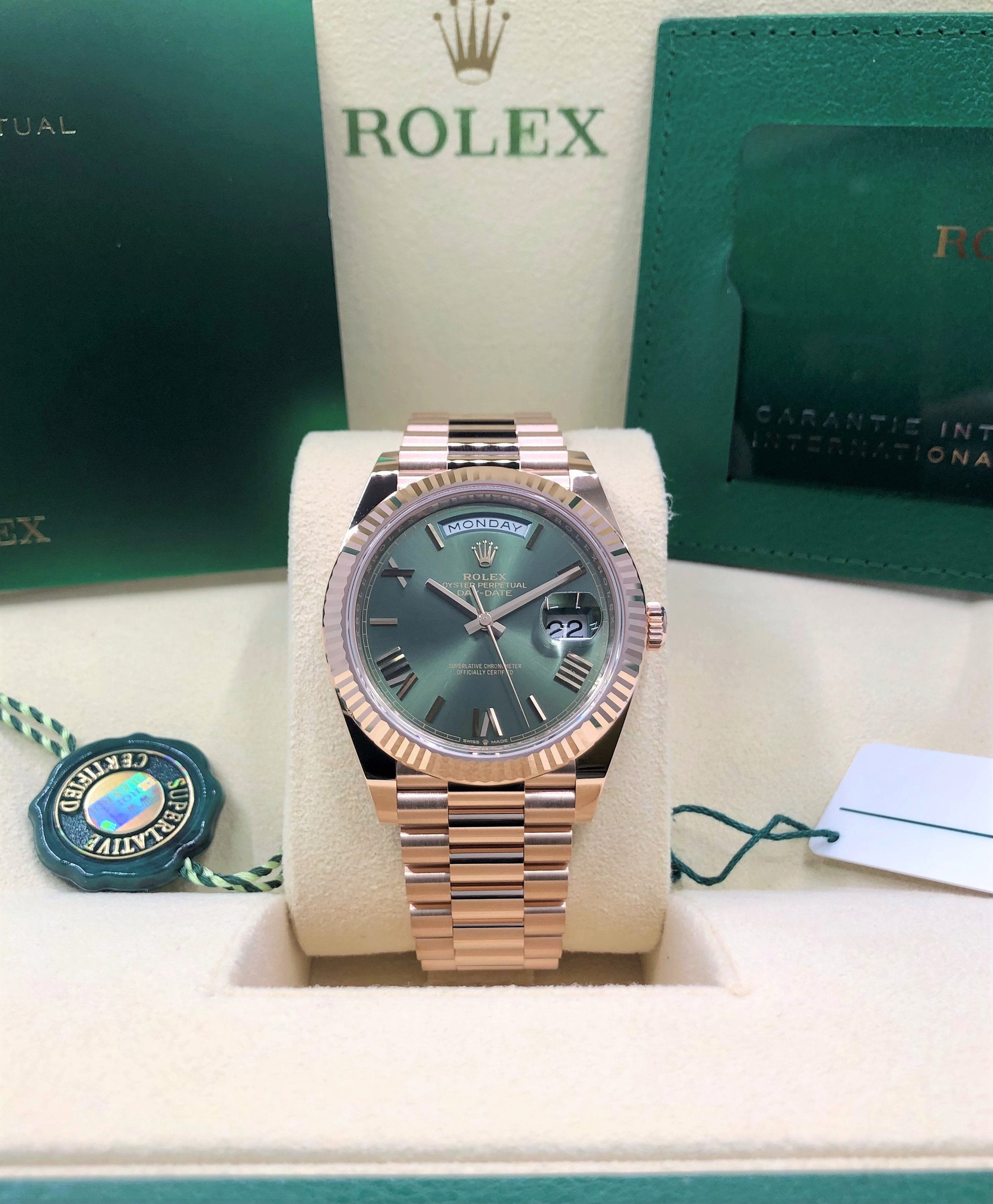 Rolex Day-Date 40 228235 Olive Dial Watch