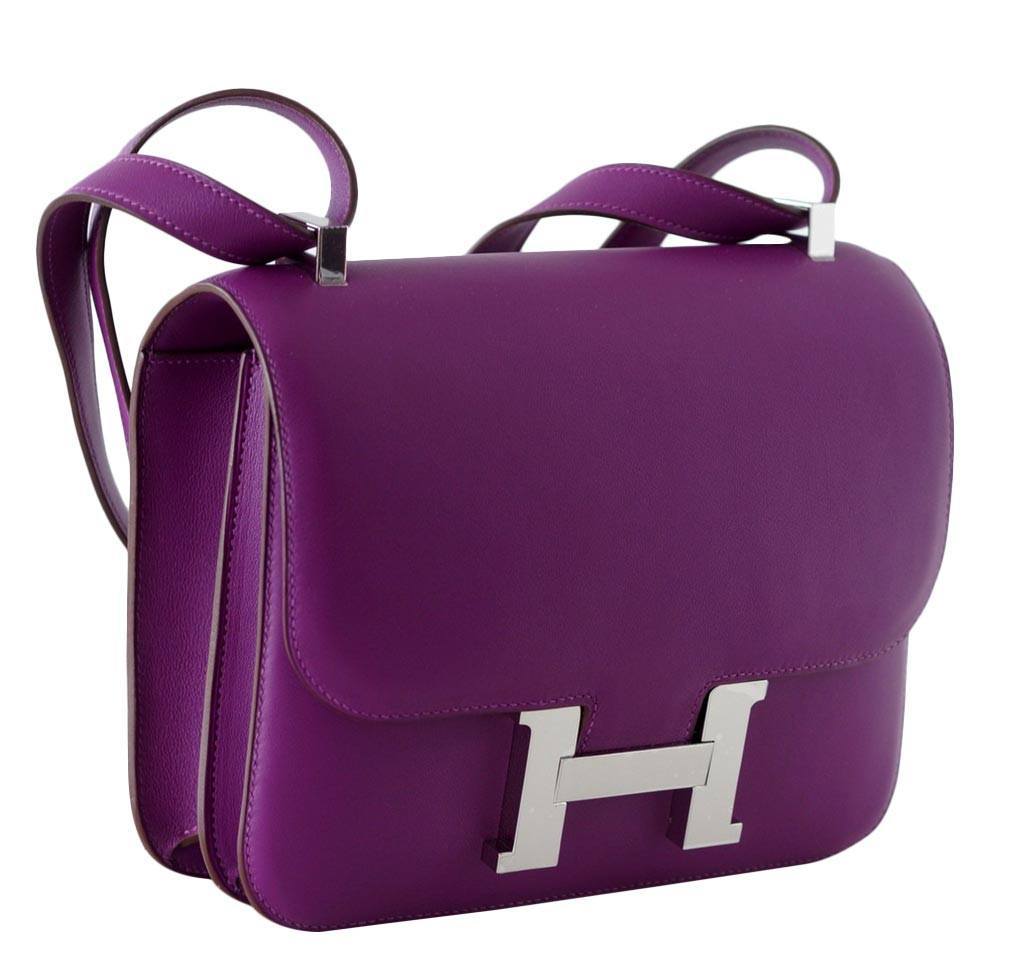 Hermes Constance 24 Anemone Swift Leather Palladium Hardware