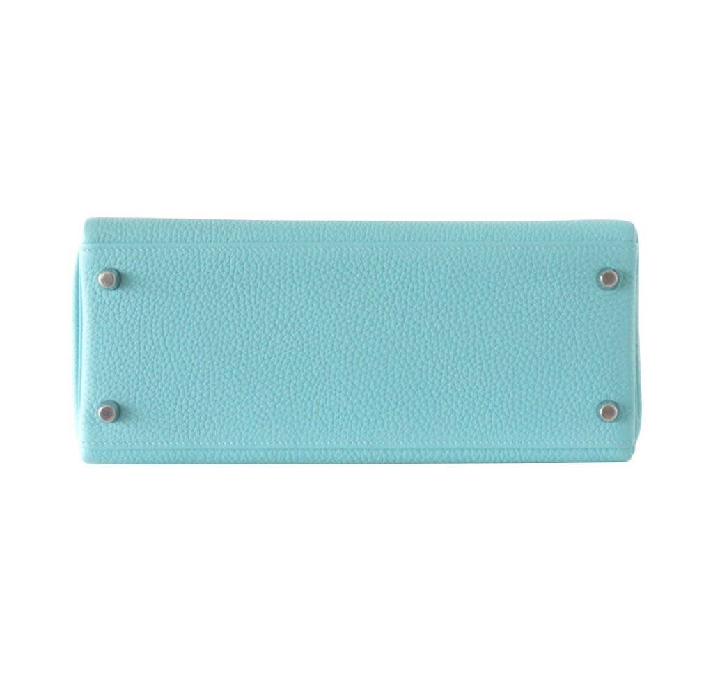 Hermes Kelly 28 Blue Atoll Togo Leather Palladium Hardware