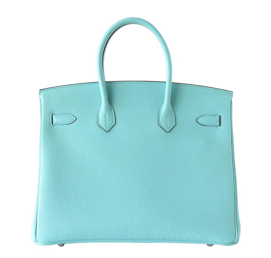 Hermes Birkin 35 Blue Atoll Togo Leather Palladium Hardware