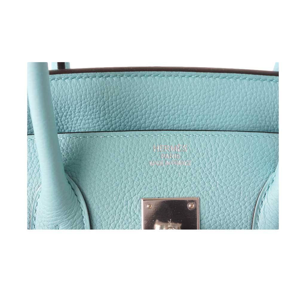 Hermes Birkin 35 Blue Atoll Togo Leather Palladium Hardware