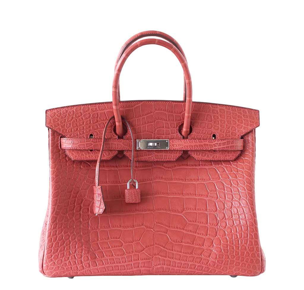 Hermes Birkin 35 Rose Indienne Matte Alligator Palladium Hardware