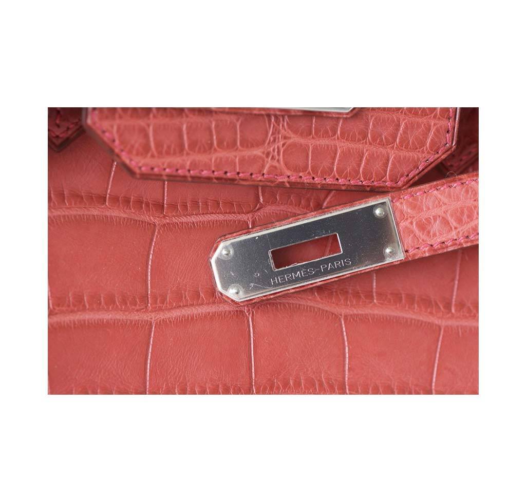 Hermes Birkin 35 Rose Indienne Matte Alligator Palladium Hardware