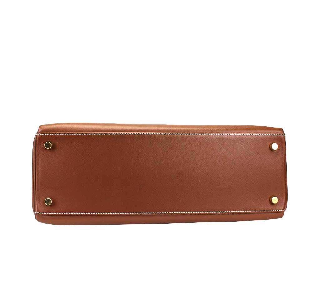 Hermes Kelly 32 Tabac Veau Grain Lisse Leather Gold Hardware