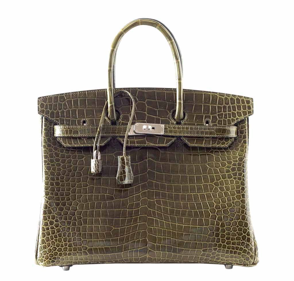 Hermes Birkin 35 Vert Veronese Porosus Crocodile Palladium Hardware