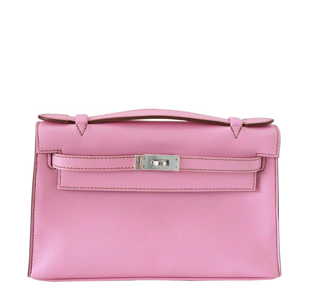 Hermes Kelly JPG Pochette 5P Pink Swift Leather Palladium Hardware