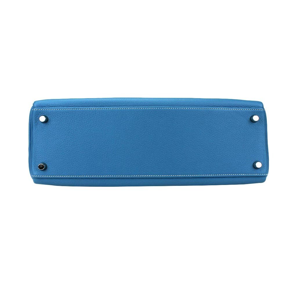 Hermes Kelly 32 Blue Jean Taurillon Clemence Leather Palladium Hardware