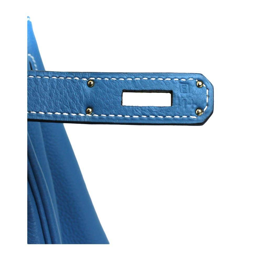 Hermes Kelly 32 Blue Jean Taurillon Clemence Leather Palladium Hardware