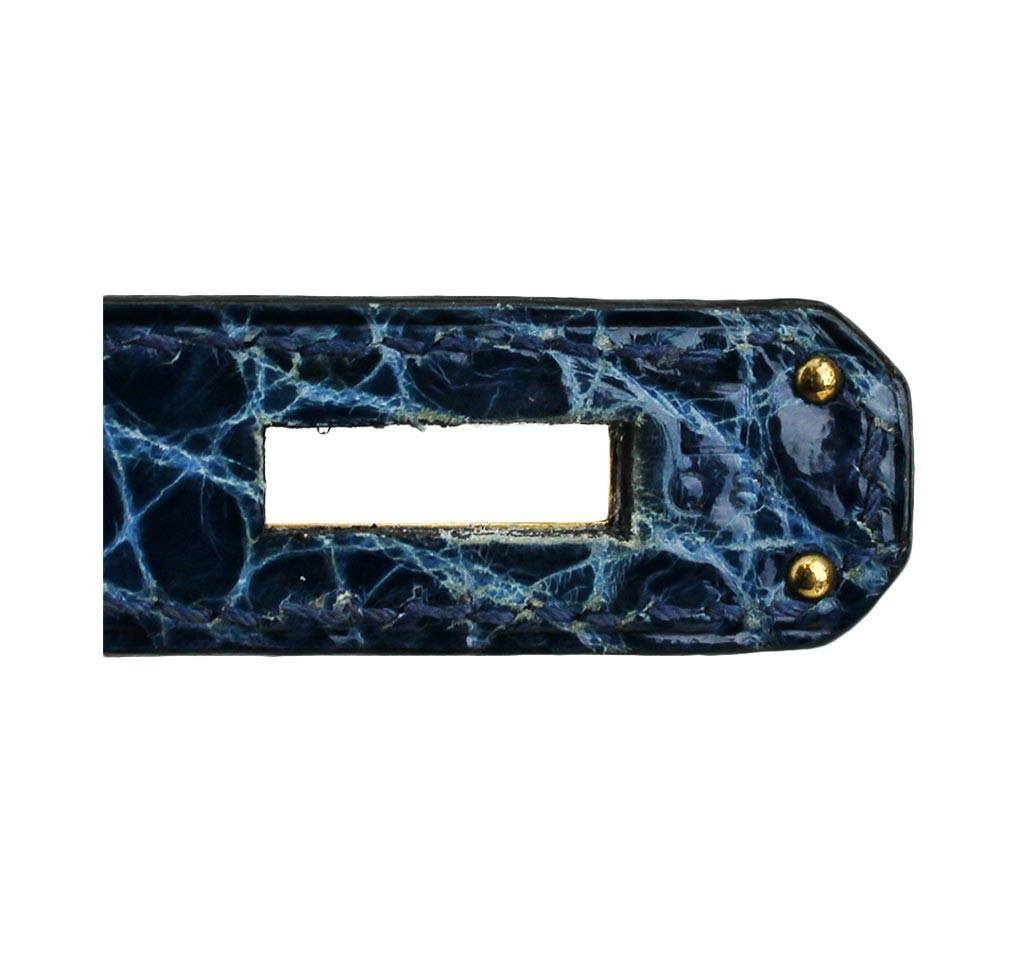 Hermes Kelly 32 Blue Roi Niloticus Crocodile Gold Hardware
