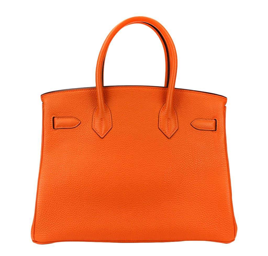 Hermes Birkin 30 Orange Togo Leather Palladium Hardware