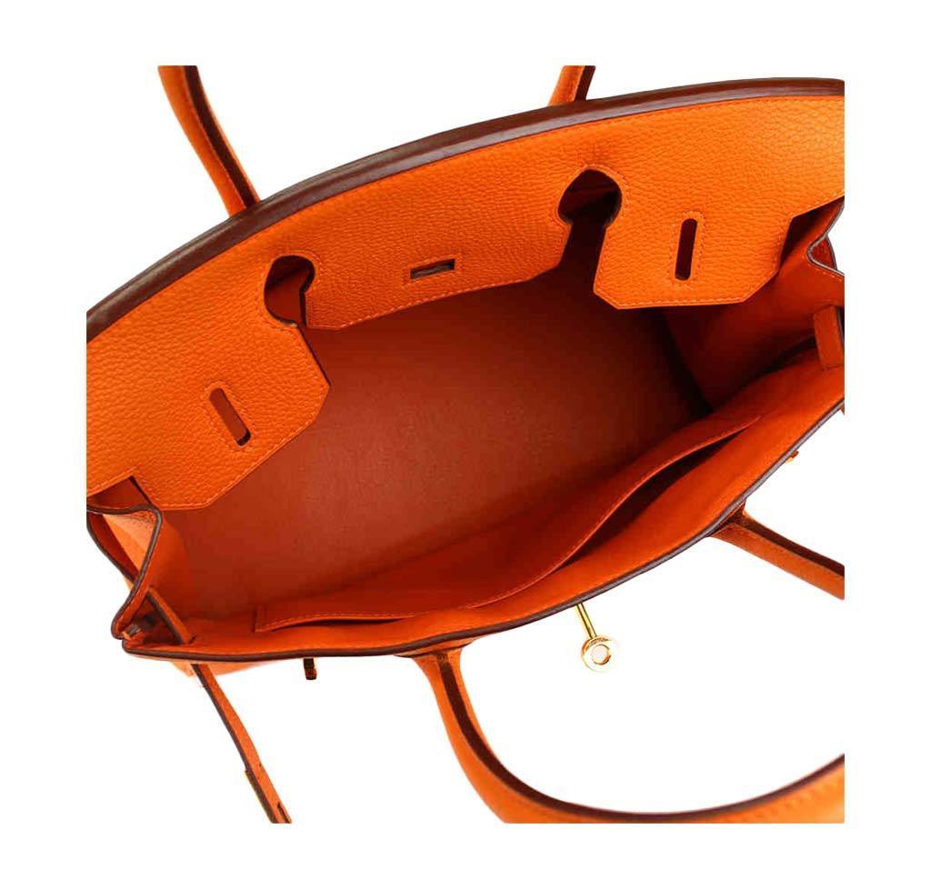 Hermes Birkin 30 Orange Togo Leather Palladium Hardware