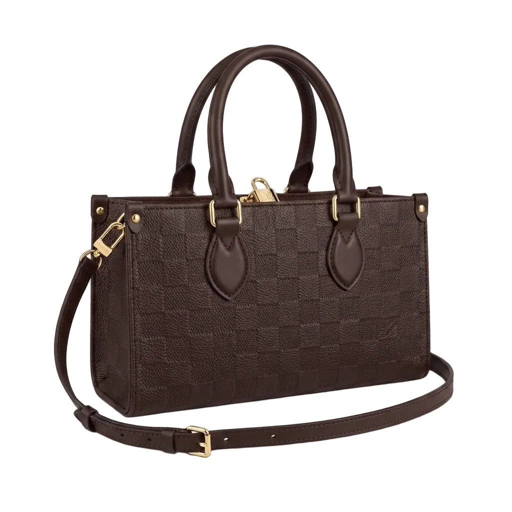 Dark Brown Mini Checkered Handbag