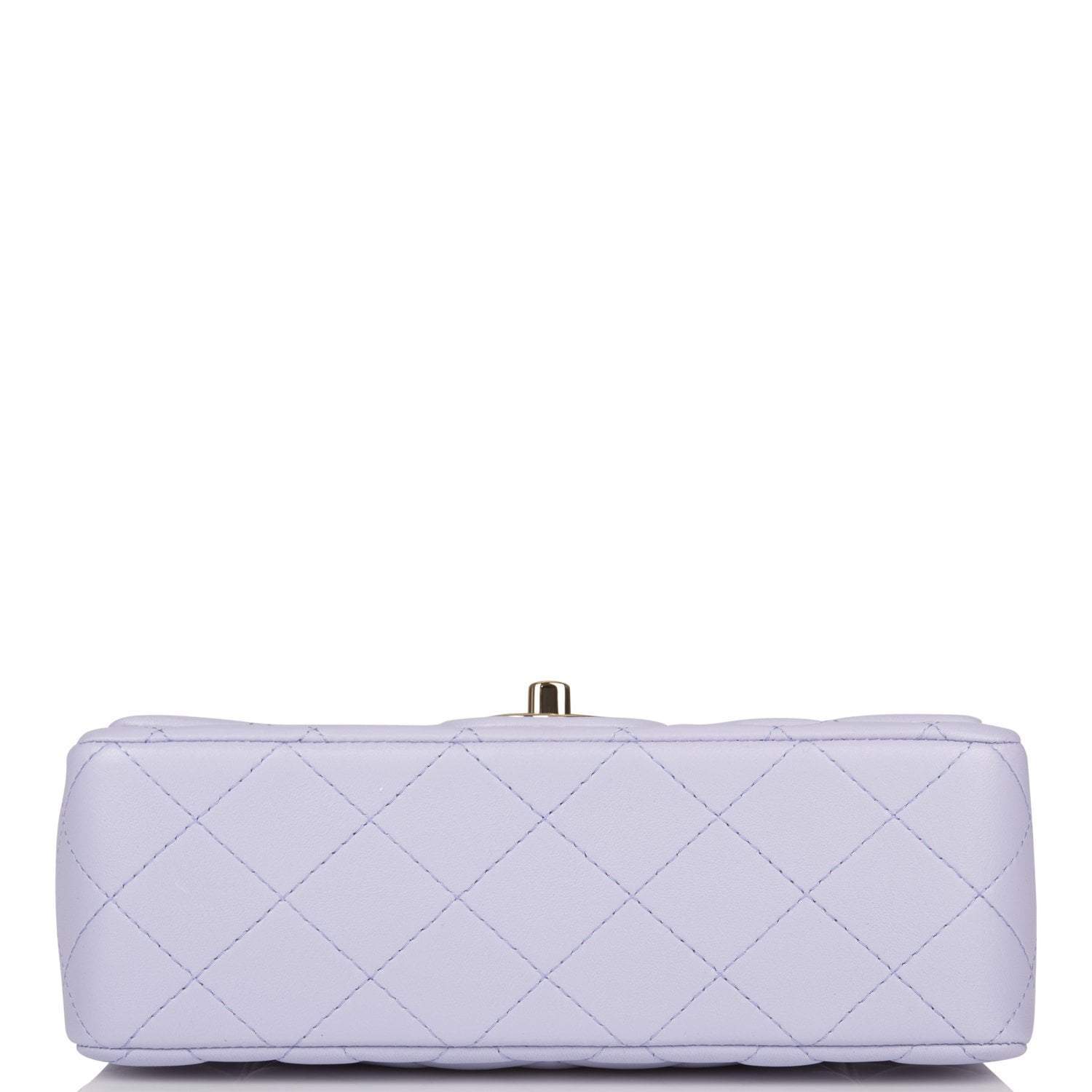 Chanel Rectangular Mini Flap Bag with Top Handle Lavender Quilted Lambskin Light Gold Hardware