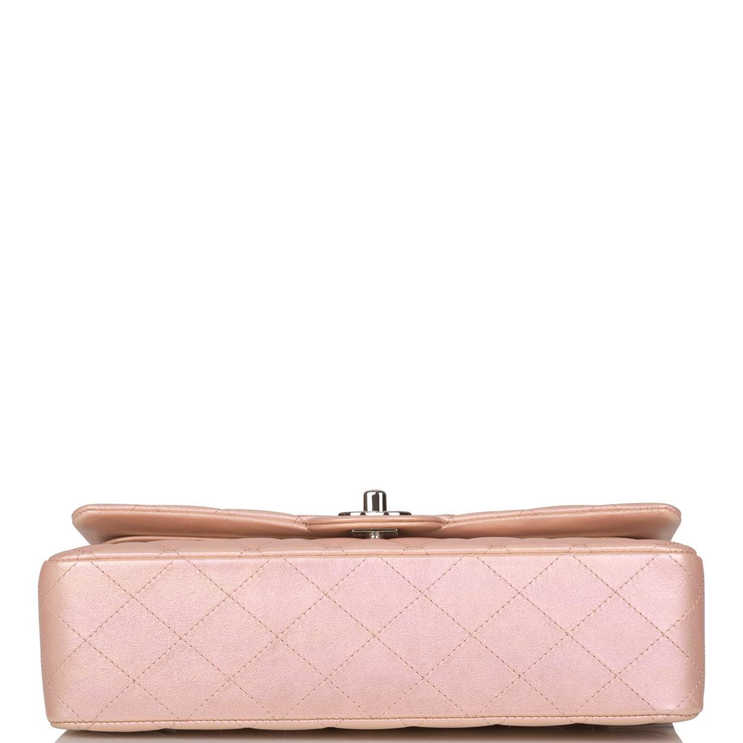Chanel Medium Classic Double Flap Bag Pink Iridescent Lambskin Silver Hardware
