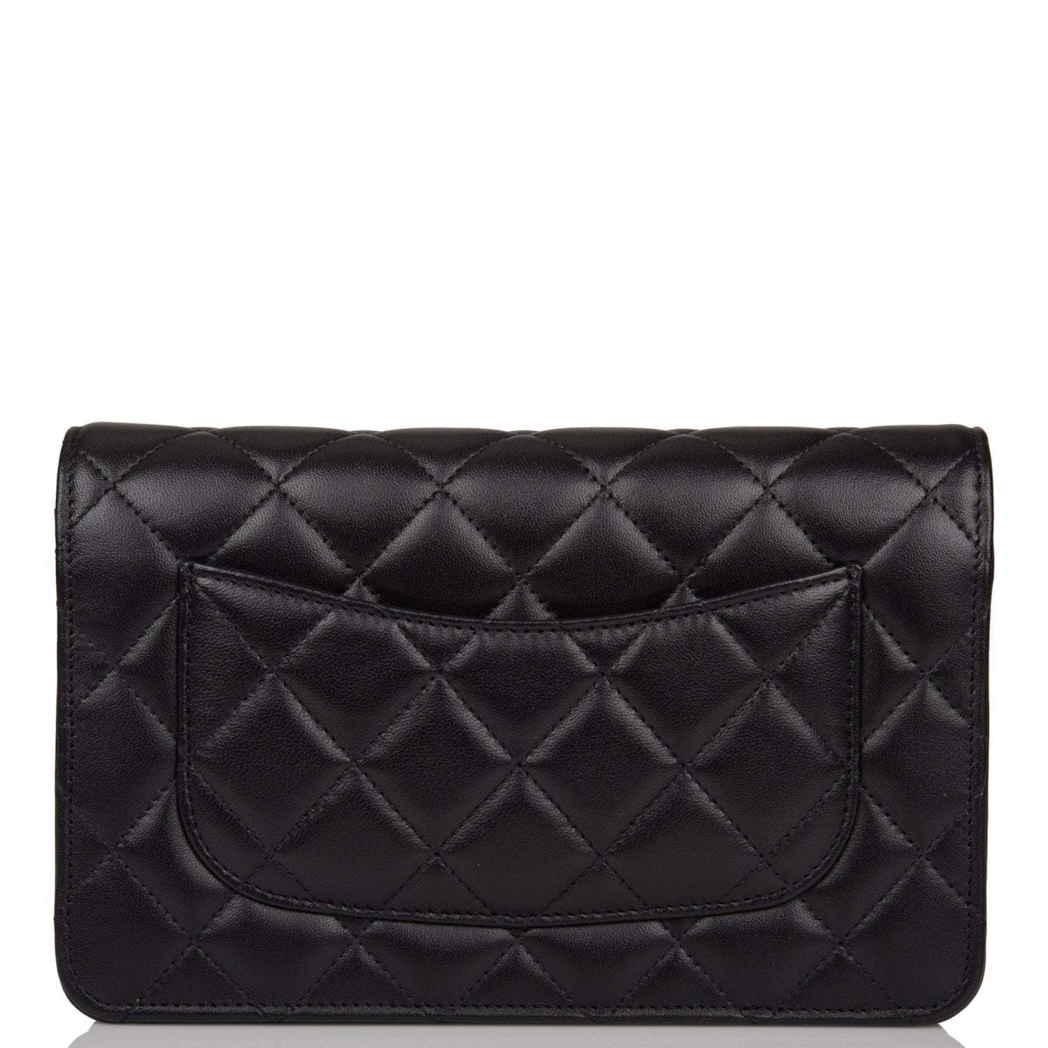 Chanel SO Black Classic Quilted Lambskin Wallet On Chain (WOC) Black Hardware
