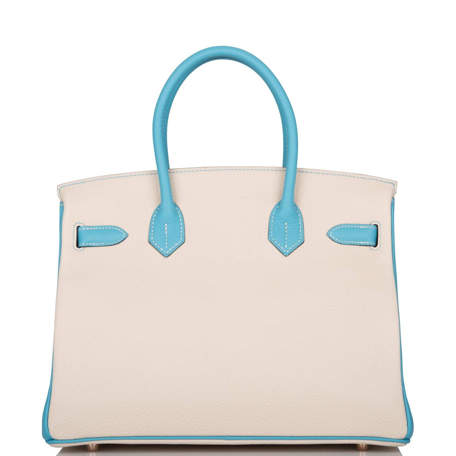 Hermes Birkin 30cm Bi-Color Craie and Bleu Atoll Togo Rose Gold Hardware