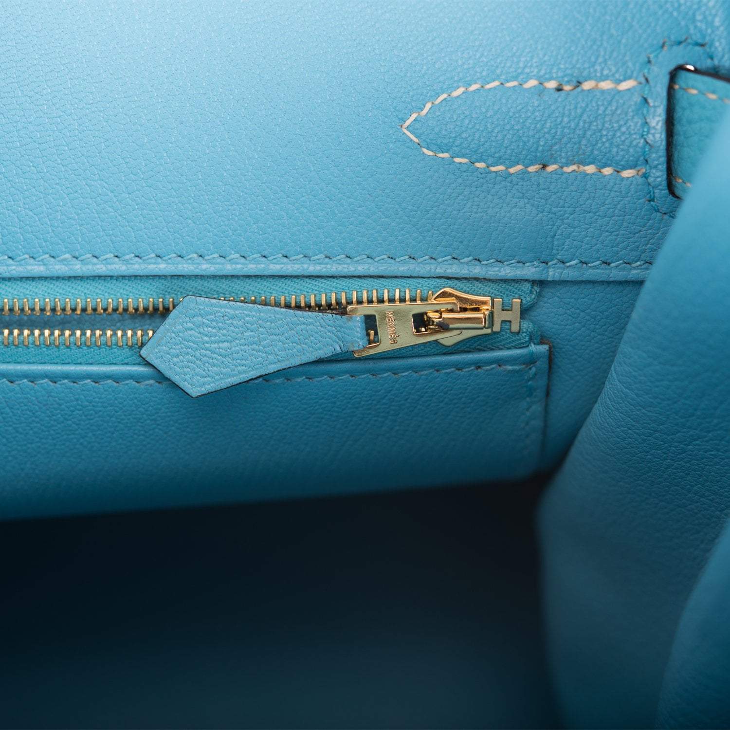 Hermes Birkin 30cm Bi-Color Craie and Bleu Atoll Togo Rose Gold Hardware
