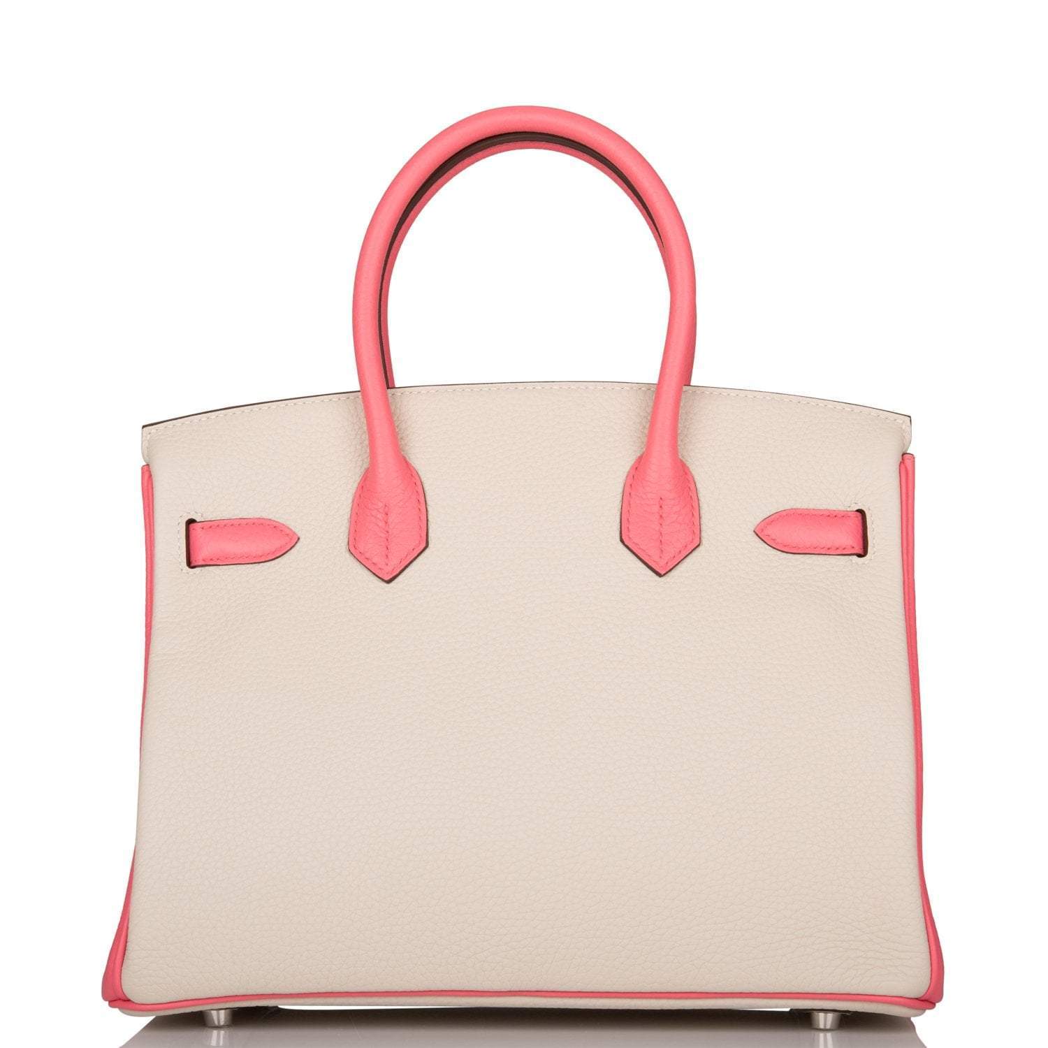 Hermes Birkin 30cm Bi-Color Craie and Rose Lipstick Clemence Palladium Hardware