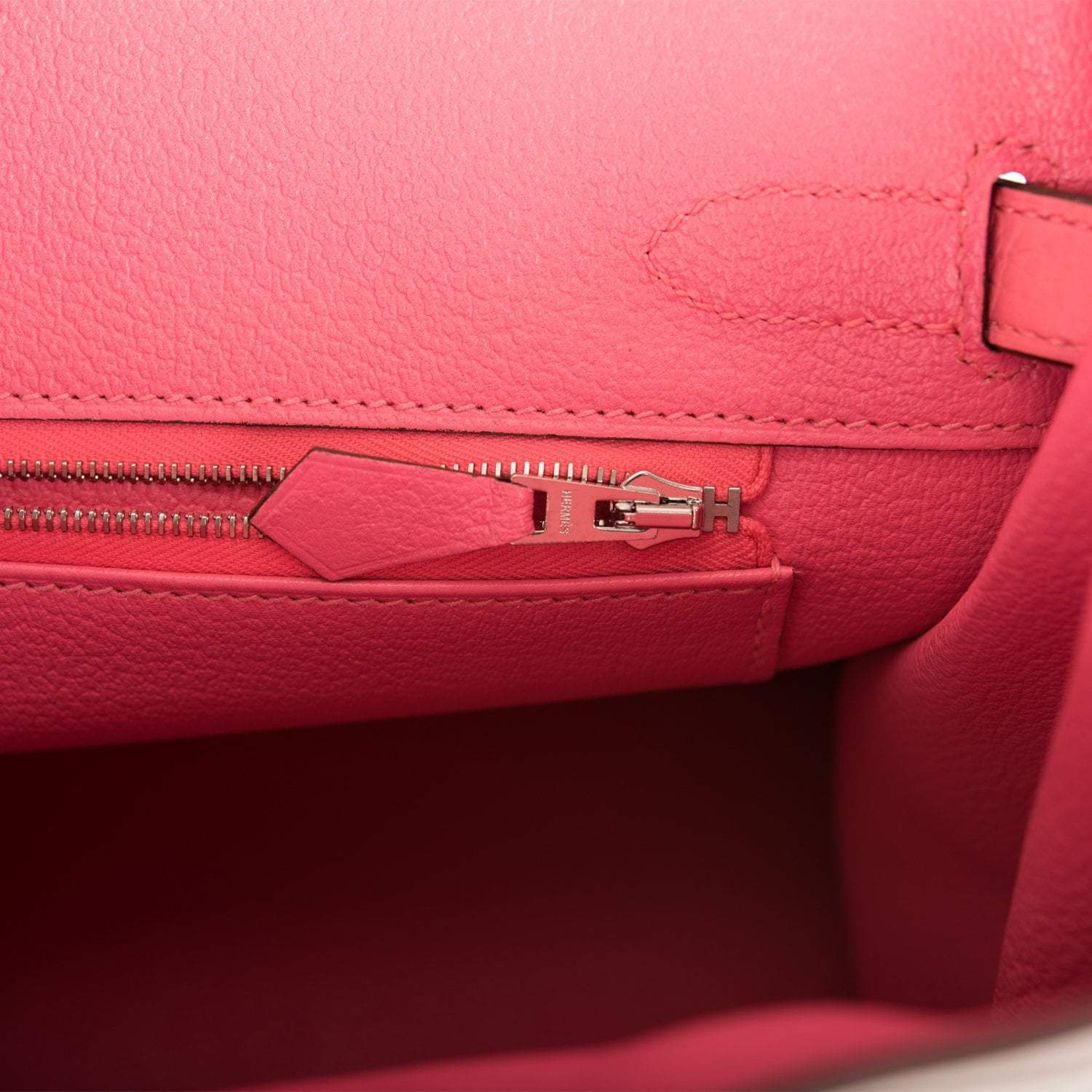 Hermes Birkin 30cm Bi-Color Craie and Rose Lipstick Clemence Palladium Hardware